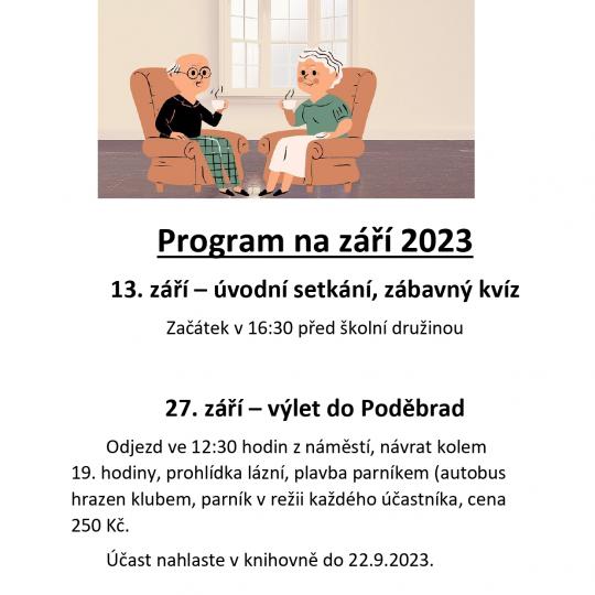 Klub seniorů - program na září 2023 1