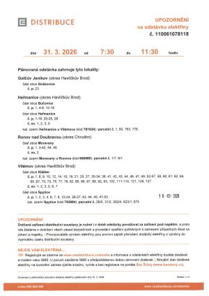 odstávka elelktřiny